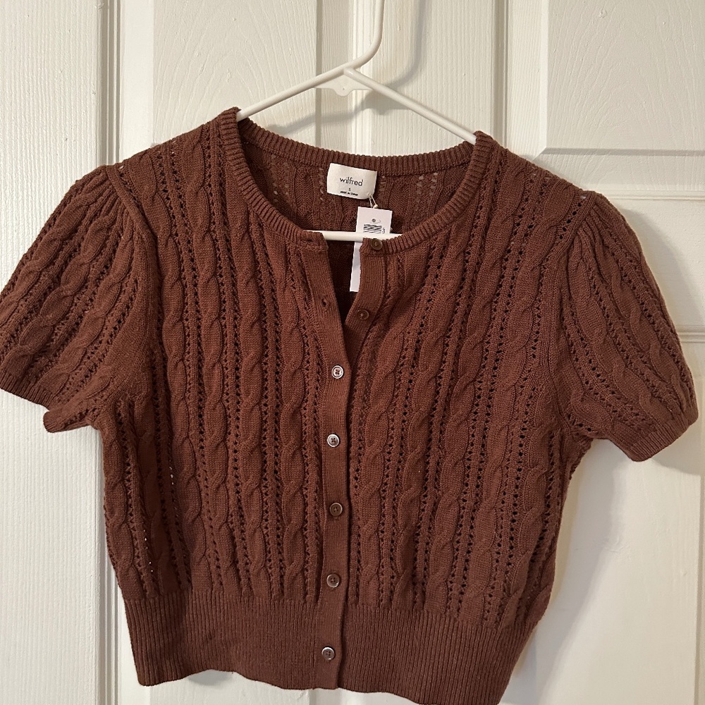 Aritzia Fey Cardigan in Cognac, size S